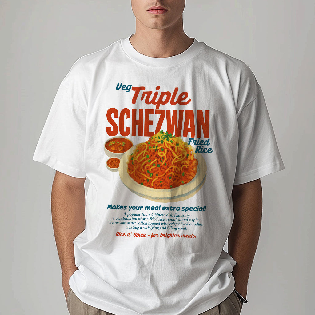 Triple Schezwan Rice Veg - Oversized T-Shirt